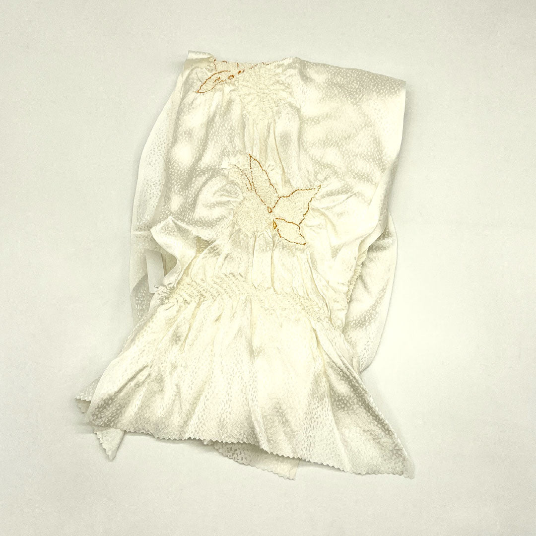 New Old Stock Obiage & Obijime Set, Pure Silk, New Rank, Milky White, For Tomesode, Butterfly, Turtle Fusa, Length Approx. 160cm, Width Approx. 1.8cm, Formal, White Color, 1141000301311