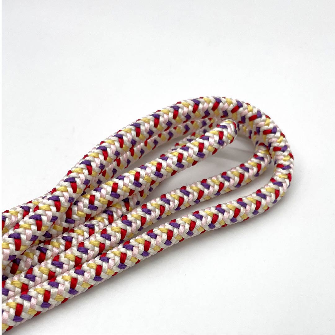 S-Rank Silk Obijime (Sash Band) - Colorful, Round Braid, Approx. 165cm Long, Approx. 0.9cm Wide, Casual, White, Item Number: 1135004522311