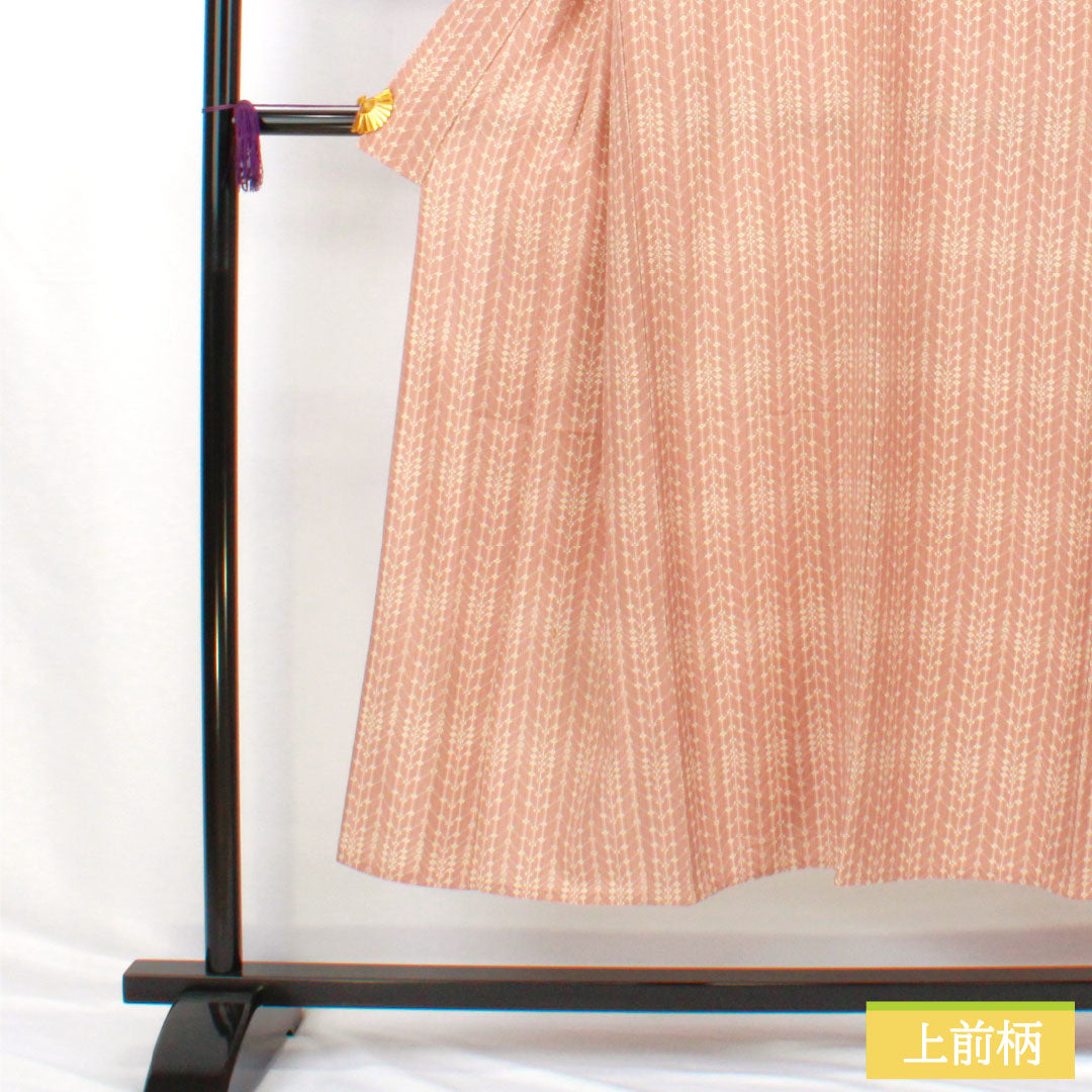 Komon (small pattern) kimono, pure silk, A rank, length 144.5cm, sleeve length 60.5cm, single layer, Saga-nezuiro (Saga-nezu-iro) color, geometric pattern, pink, product number 1115007623113