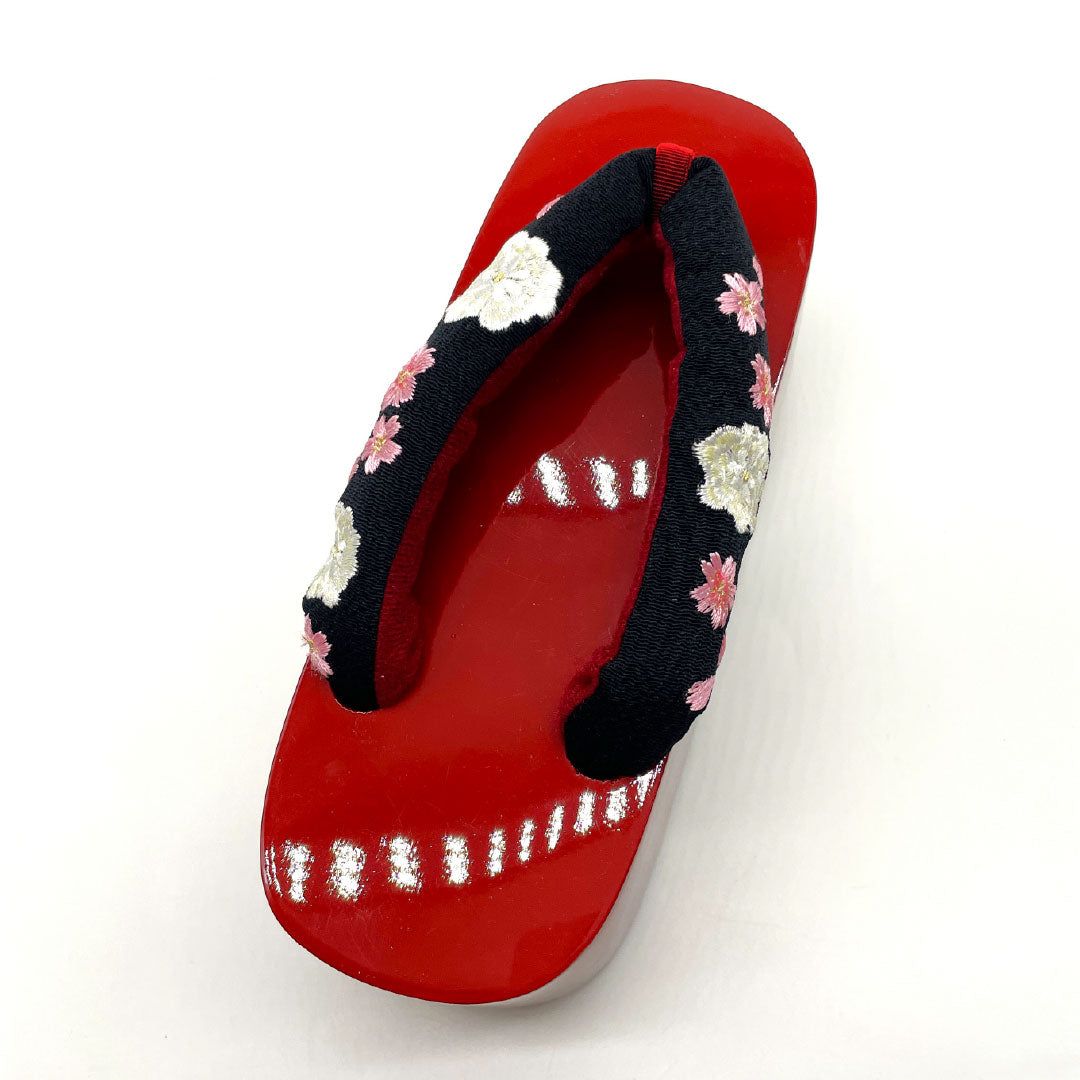 (Like New) Paulownia Wood Geta (Sandals), Grade A, Formal, Pokkuri (Poppy) Geta, Thick Sole, 224cm Long, Size XL, Red, Item Number 1122001323512