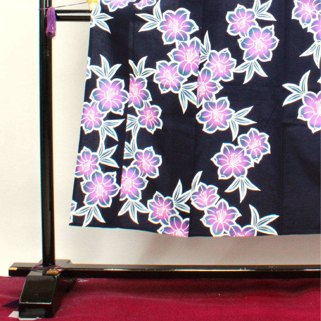 浴衣 濃紺色 スミレ 木綿 Sランク 単衣 身丈149cm 裄丈62cm 紺系 1118003692118