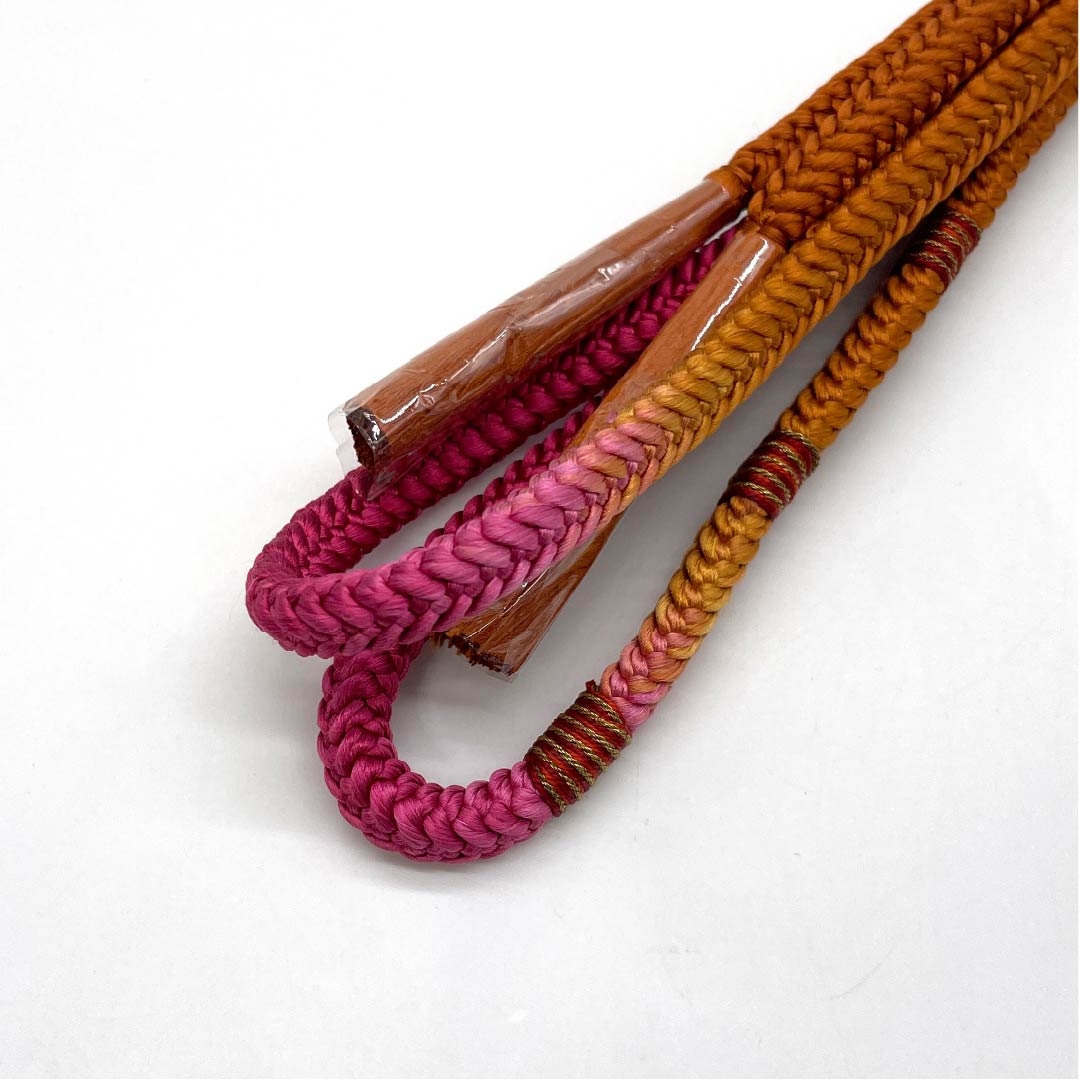 (Like new) Silk Obi-jime (sash band) in ochre, new condition, round braid, approximately 169.5cm long and 1cm wide, casual, brown, product number 1135004321314