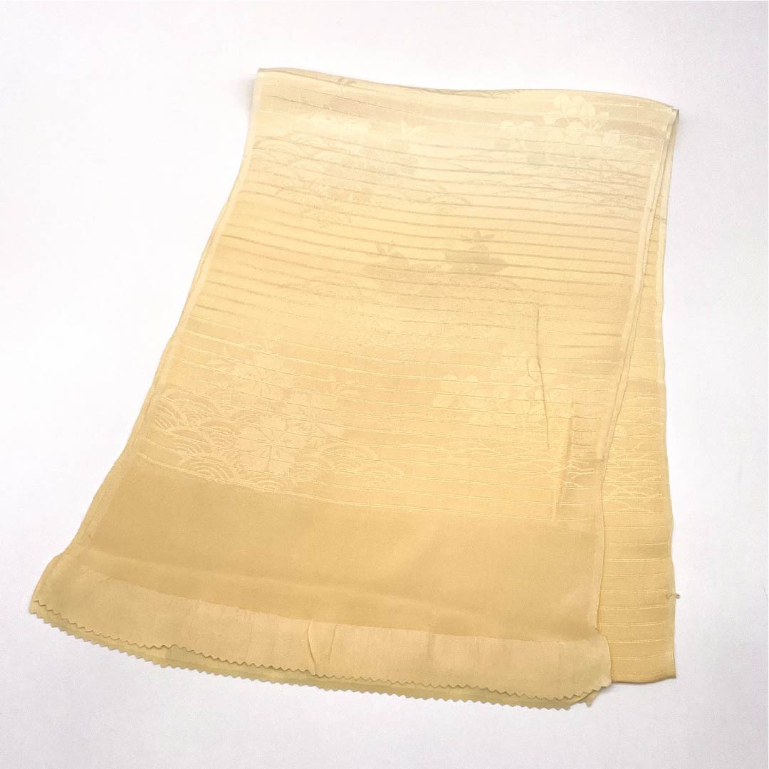 帯揚げ 正絹 Sランク セミフォーマル 密陀僧色(みつだそういろ) 夏用 撫子 青海波 長さ約170cm 幅約29.5cm ベージュ系 1136003092925