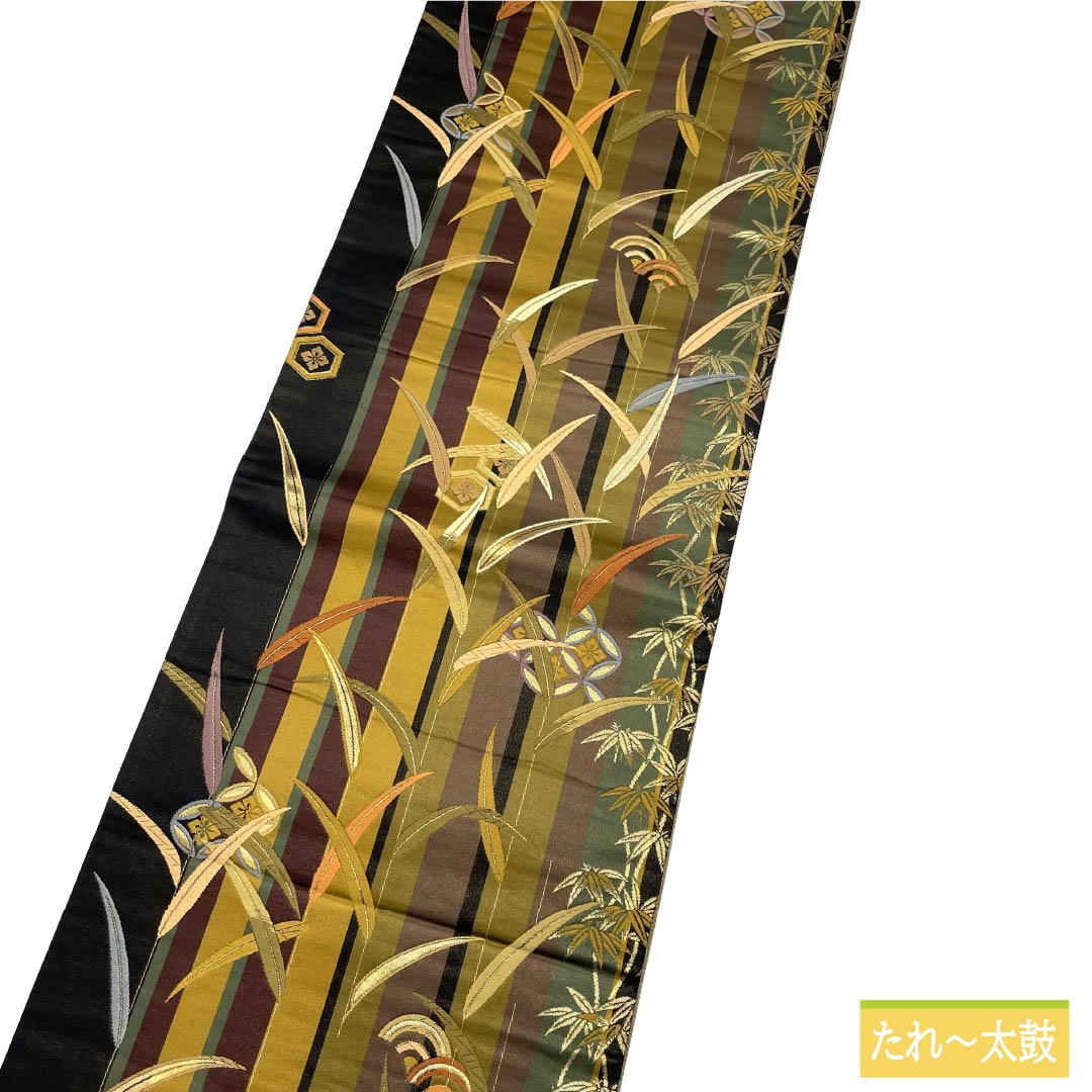 袋帯 正絹 Aランク 西陣織 縞 古典柄 帯丈428cm 六通 セミフォーマル マルチカラー 1123017643328