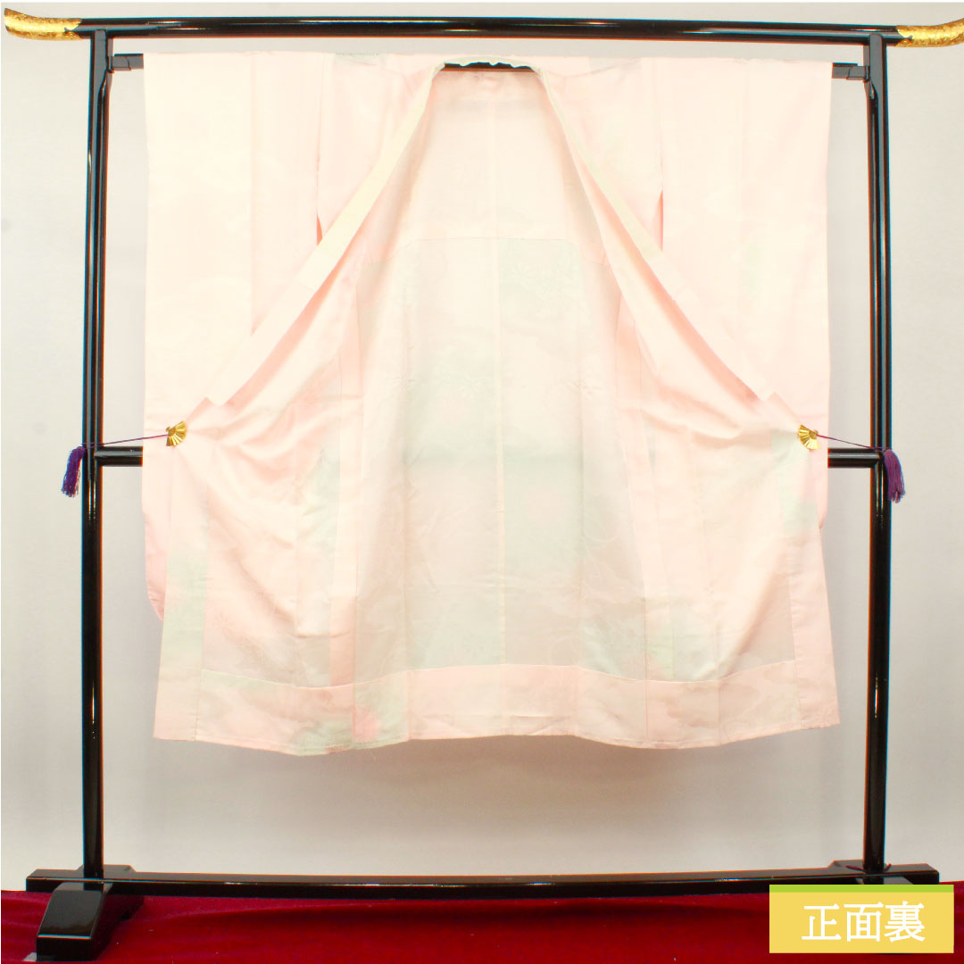 Nagajuban polyester, length 134.5cm, sleeve-to-sleeve 66cm, unlined, for furisode, gradated dye, Rank B, pink tones, 1129000644413