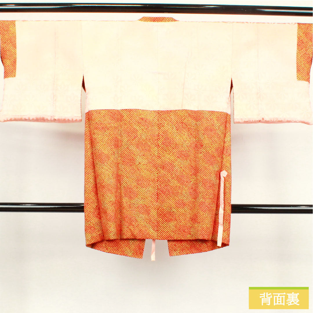 Michiyuki coat, pure silk, length 87cm, sleeve length 63.5cm, scarlet brown, all-dyed, pique dyed, S rank, lined, brown, 1117000712914