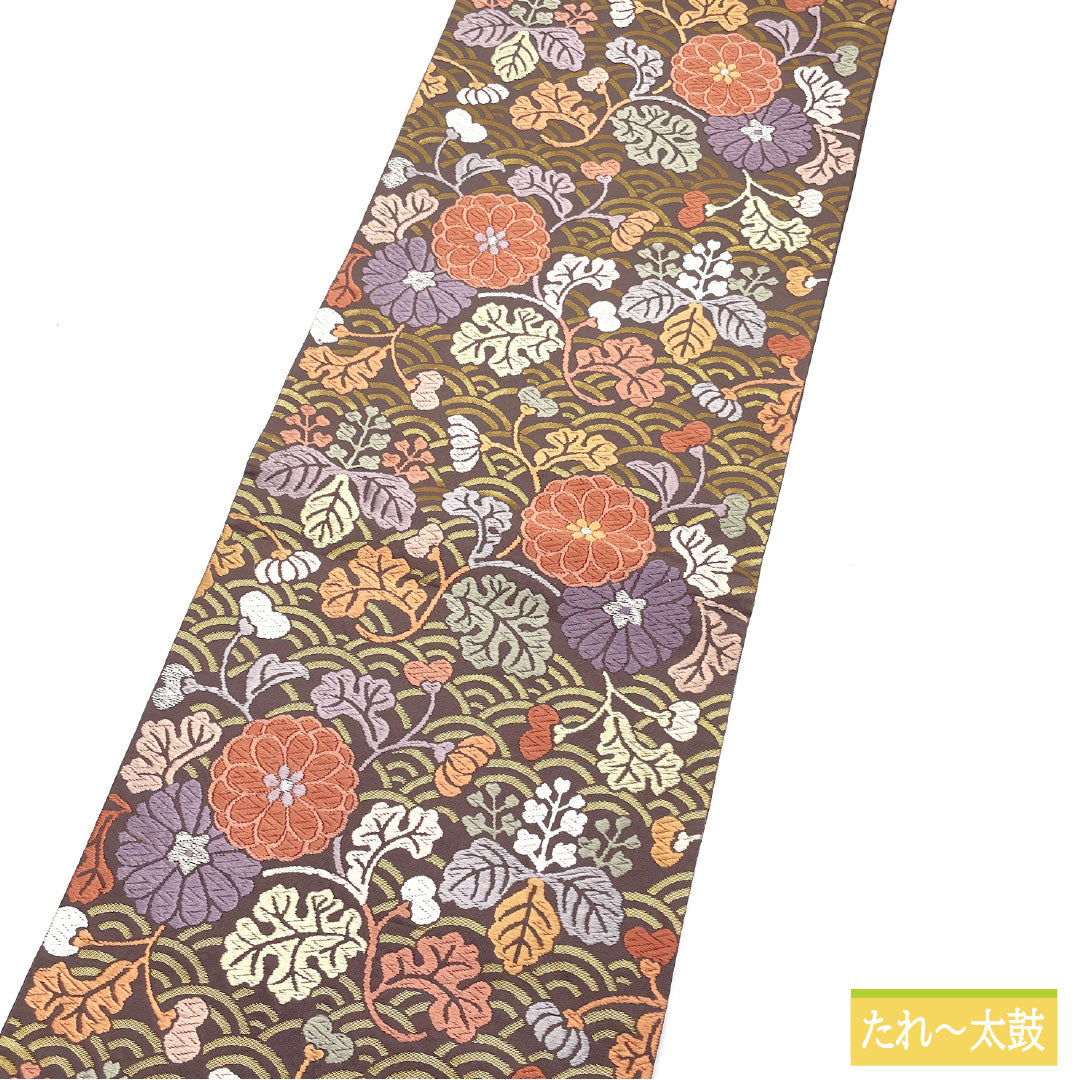 袋帯 正絹 Aランク 紅消鼠色(べにけしねずいろ) 唐織 慶長柄 帯丈424cm 六通 セミフォーマル 紫系 1123016543320
