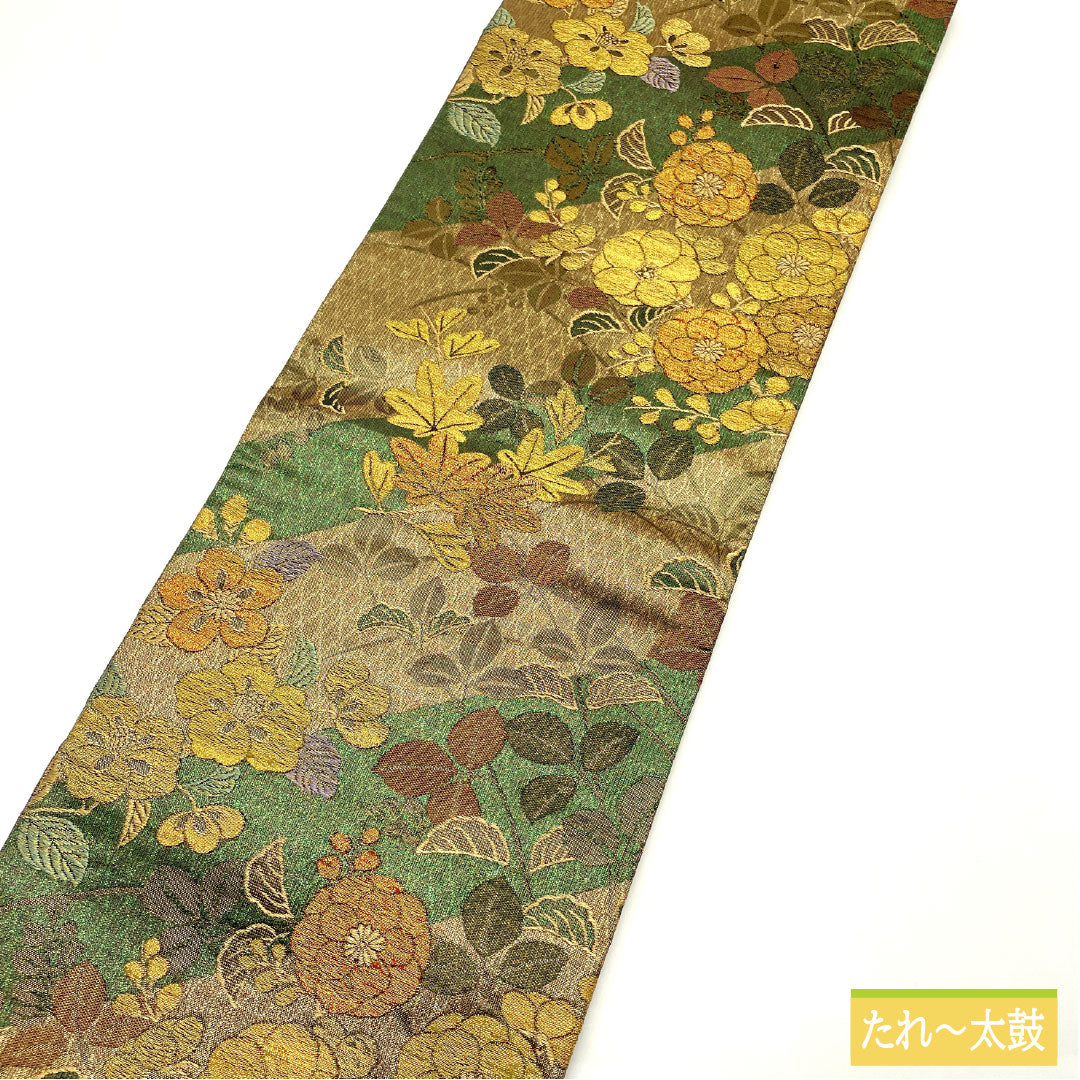 袋帯 正絹 Sランク 春秋草花模様 西陣織 帯丈432cm 六通 フォーマル グラデーション系 1123016762399