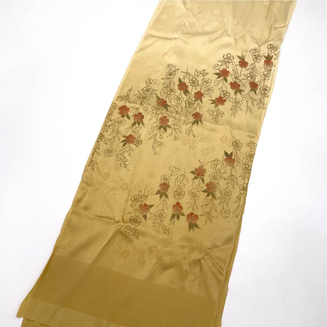 (Like new) S-Rank Silk Obijime and Obiage Set, Corn-Colored, Approximately 152cm Long, 1.2cm Wide, Semi-Formal, Yellowish Color, Product Code: 1141000092323