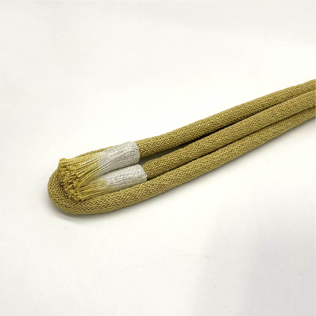 (新品)帯締め 正絹 NEWランク 金色(かないろ) 丸組 夏用 単衣用 長さ約156cm 幅約0.9cm カジュアル 黄系 1135005861323