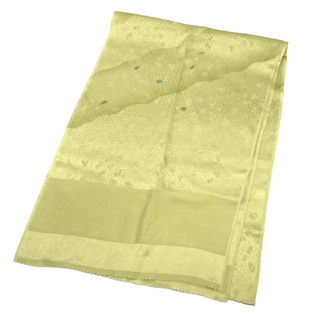 Obiage silk S rank semi-formal pale yellow (donkoshoku) cherry blossoms petals length approx. 177cm width approx. 29cm yellow 1136002652923