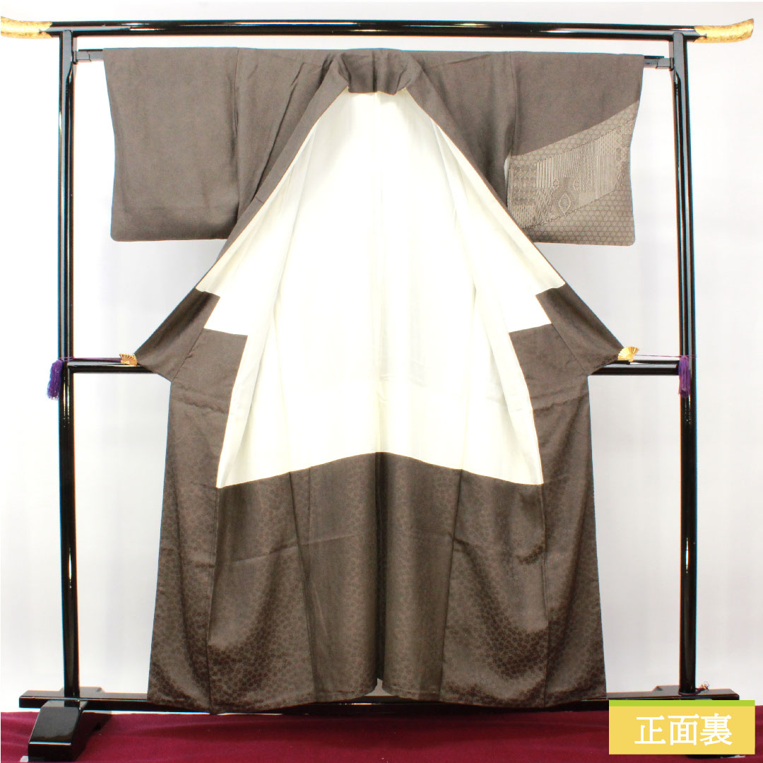 Homongi, pure silk, lined, length 156.5cm, sleeve length 64cm, Edo Komon, shark pattern, S rank, black, 1112004022310