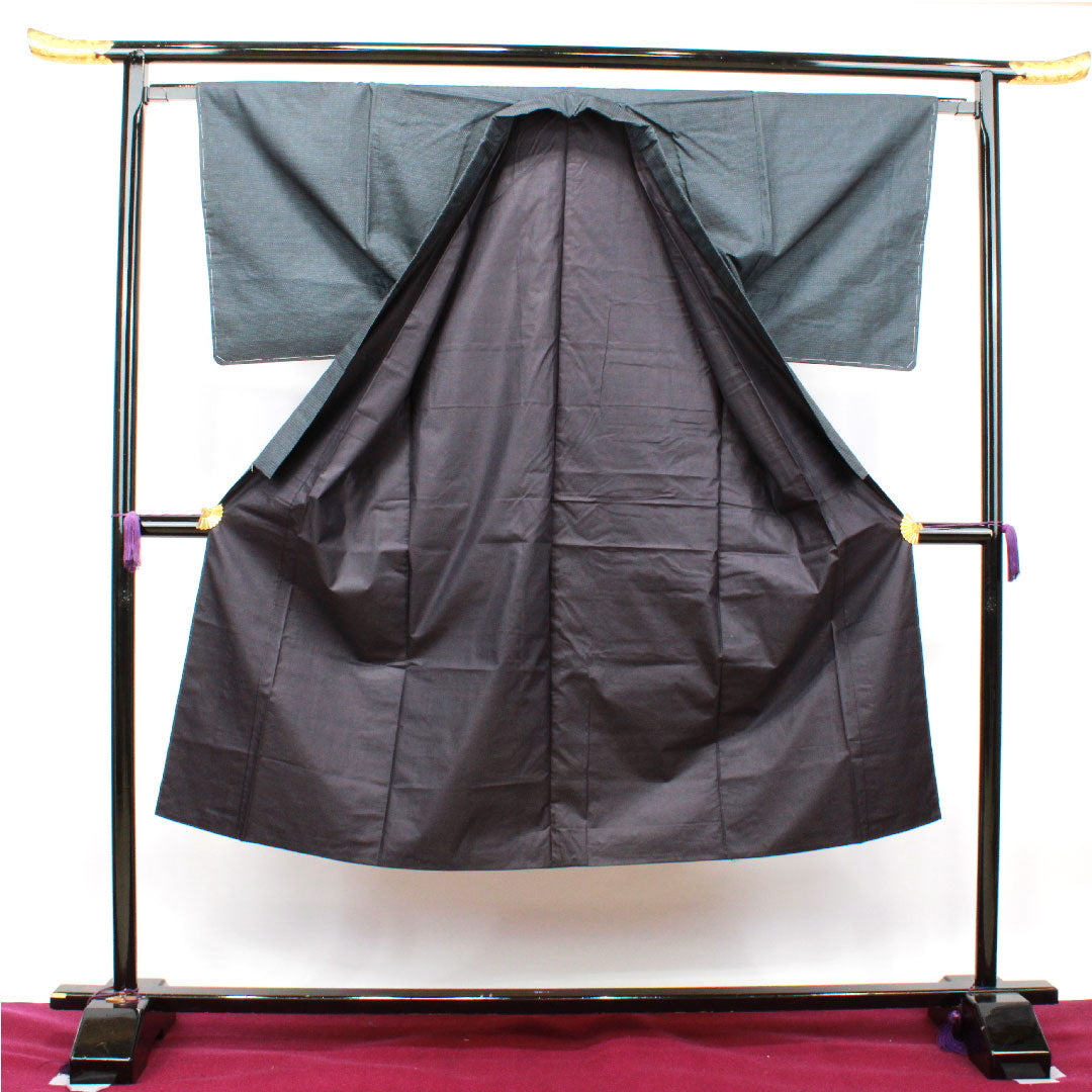 Men's, Length 136cm, Sleeve length 63.5cm, Oshima Tsumugi, 100 tortoiseshell, with basting thread, unused, pure silk, S rank, lined, navy blue, 1119000632318