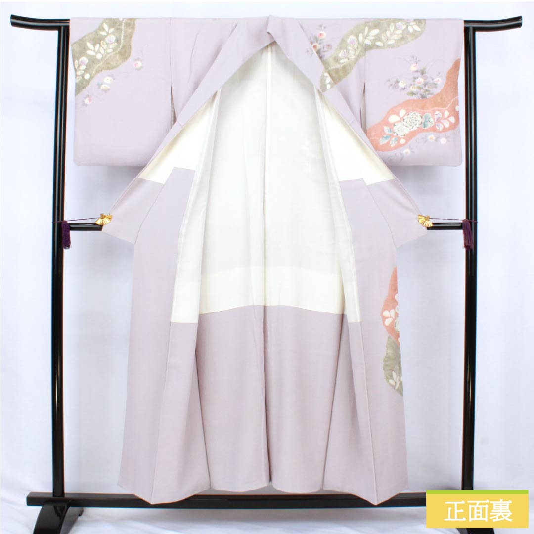 訪問着 正絹 Aランク 袷 身丈151.5cm 裄丈62cm 霞色(かすみいろ) 京友禅 辻ヶ花 紫系 1112006793220