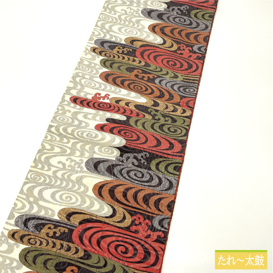 Fukuro Obi Silk S Rank Hosho Hakata-ori Dyed Obi Ryusui Kumotori Obi Length 436cm Full Pattern Casual White Tone 1123017422311