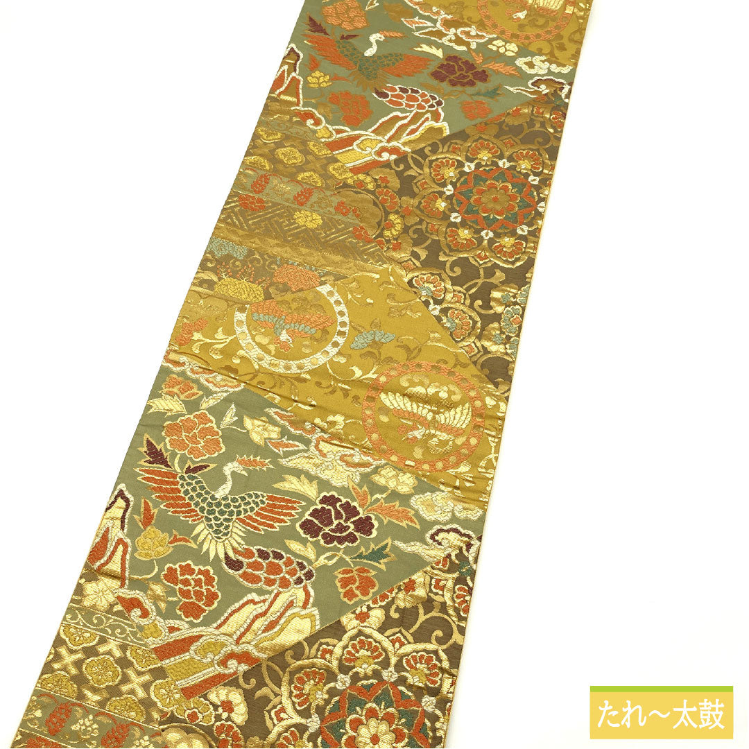袋帯 正絹 Aランク 楊梅色(やまももいろ) 西陣織 吉祥文様 帯丈432cm 六通 フォーマル 黄系 1123016943323
