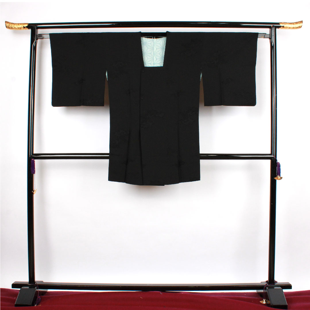 Michiyuki coat, length 93cm, sleeve length 65cm, for mourning, pure silk, S rank, lined, black, 1117000482910