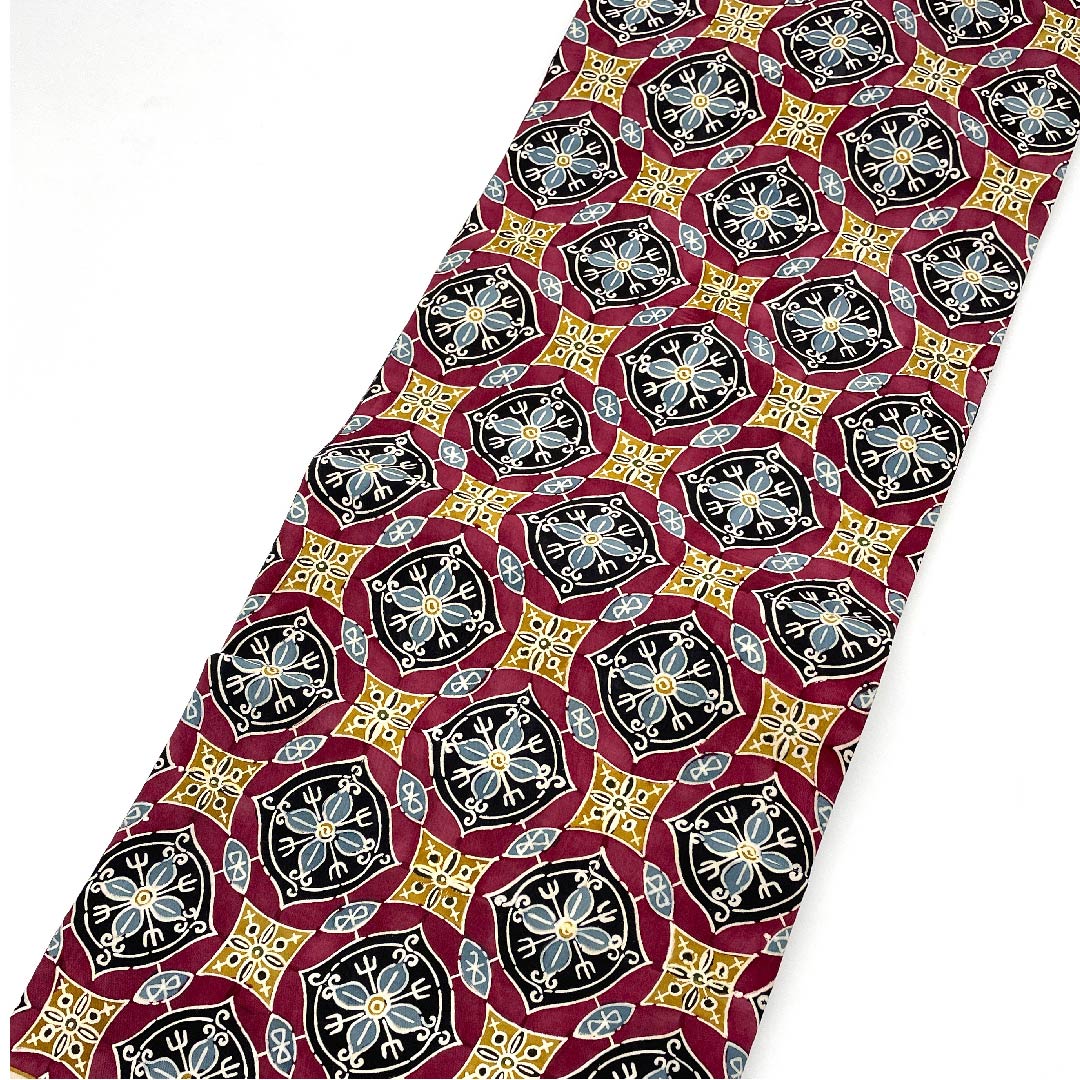 Nagoya obi, crimson, geometric pattern, Kyoto Bingata, obi length 342cm, pure silk, S rank, full length, casual, purple, 1124003642320, Nagoya style