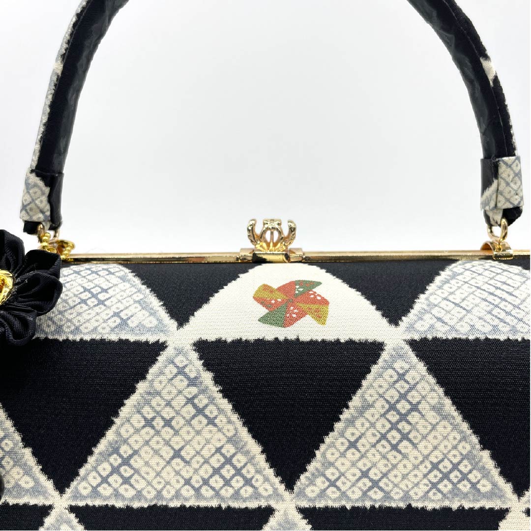 Japanese style bag, casual, black, scales, daruma, windmill, black, new rank, 113900034110