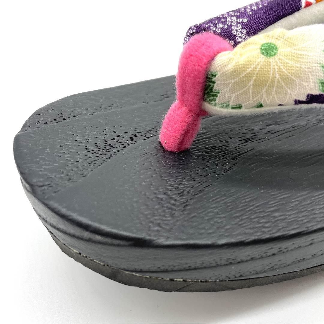 (Brand new, unused) Geta (Japanese clogs) with cherry blossoms, chrysanthemums and plum blossoms, size XL, black, NEW rank, 1122000941510