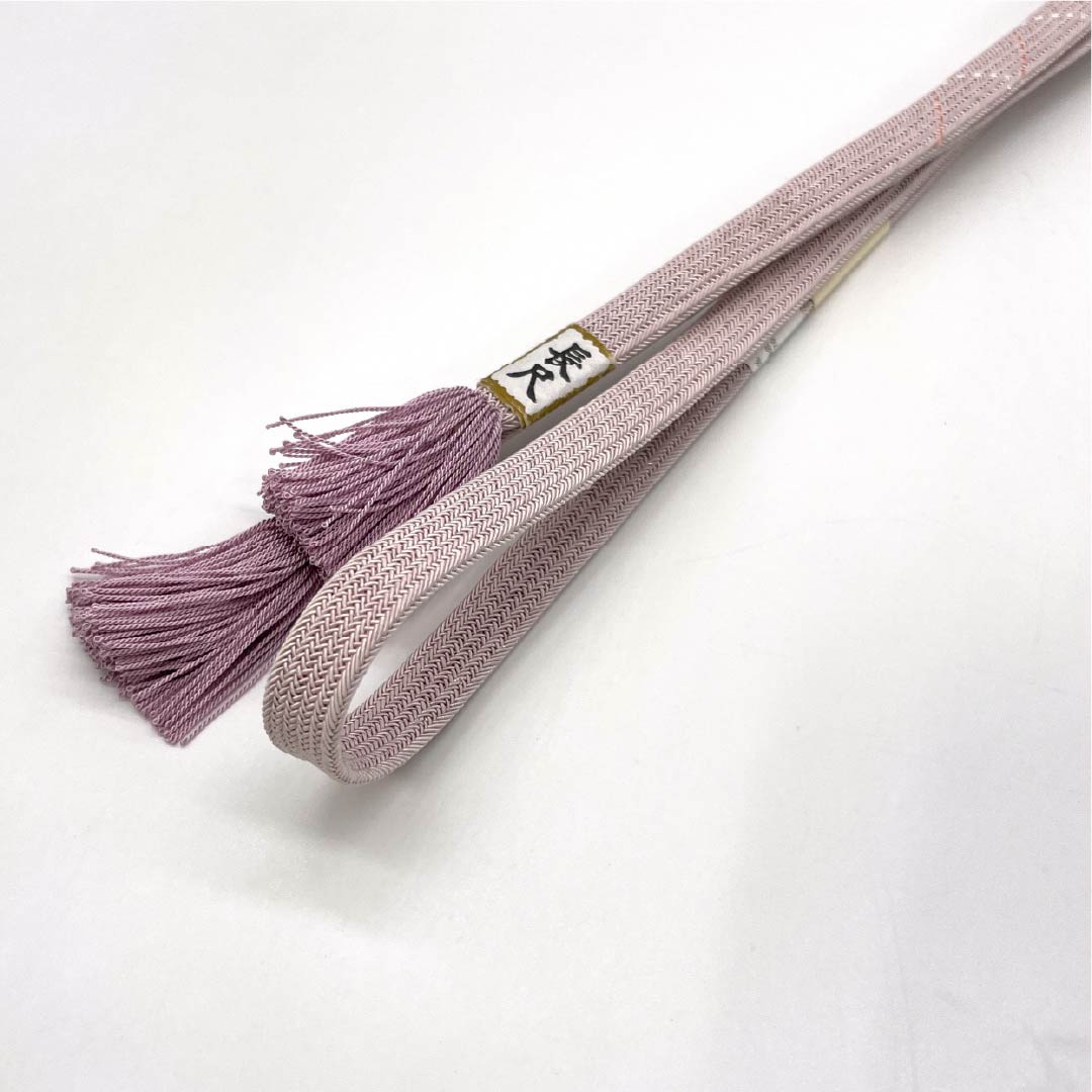 (Brand New) Pure Silk Obi-jime (Sash Band) in Naniwa Nezuiro (Naniwa Gray) by Suiran Kobo, for Single-Layer Kimono (Undercoat) Summer Wear, Approximately 182cm Long, 1.2cm Wide, Casual Pink, Product Number: 1135005431413