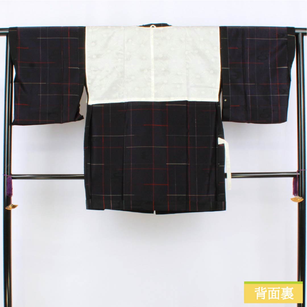 Michiyuki Coat, Polyester, S Rank, Length 84cm, Sleeve Length 65cm, Check Pattern, Single-Layer, Black, 1117001342910