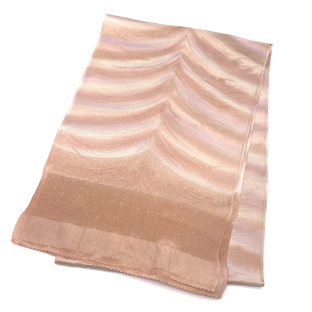 Obiage Silk S-Rank Semi-formal Mizugaki (light persimmon) color, gradated, Daimatsu pine, length approx. 180cm, width approx. 30cm, pink family, 1136002662913
