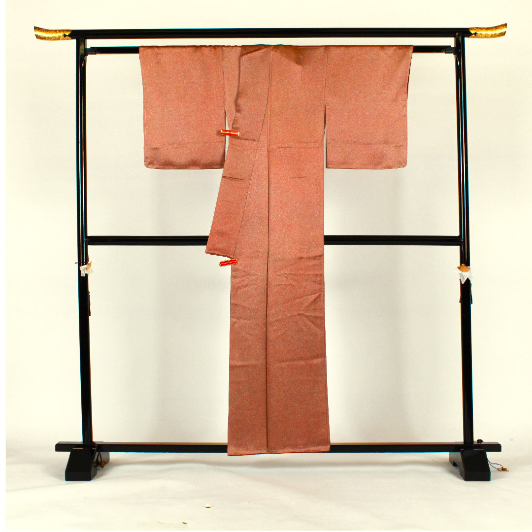 色無地 タタキ染 作家物 源氏車 身丈157cm 裄丈64.5cm 袷 正絹 Sランク 茶系 1114000382314