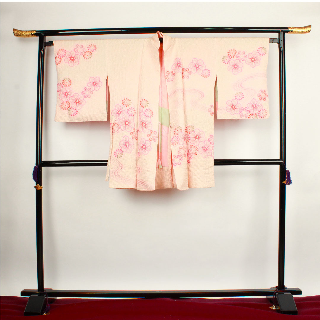 Travel kimono Length 90.5cm Sleeve length 63.5cm Dawn color Flower pattern Pure silk S rank Awase Pink 1117000372913