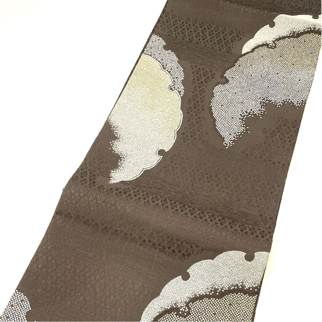 Fukuro Obi by Kano Yuki, Yukiwa, Length 448cm, Pure Silk, S Rank, Six-way, Semi-formal, Brown, 1123003302314