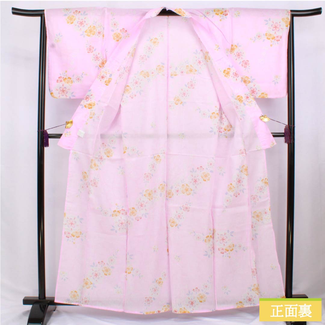 浴衣 木綿 身丈161.5cm 裄丈65.5cm Sランク 単衣 ピンク系 唐棣色(にわうめいろ) 桜 1118006272413