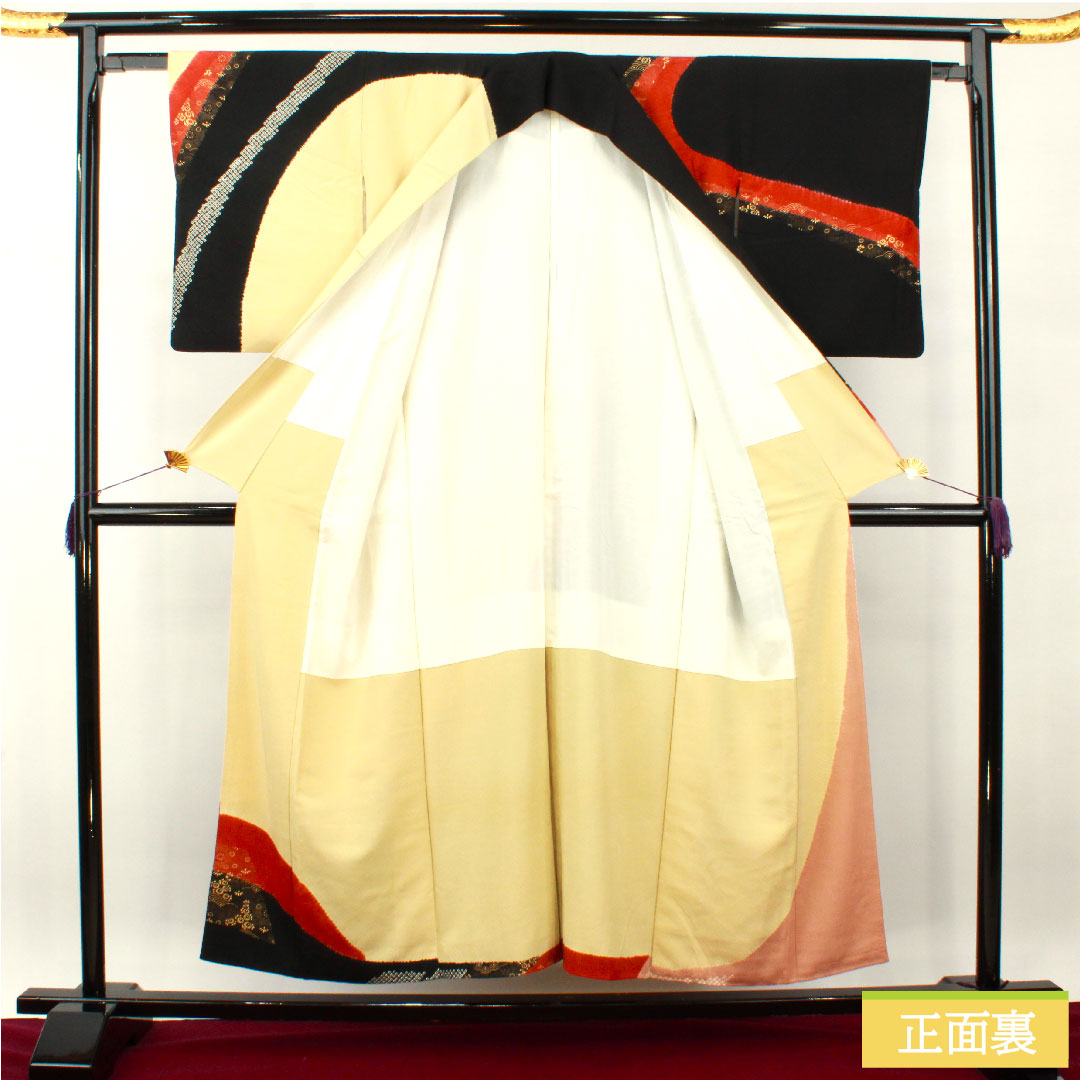 Homongi, pure silk, lined, length 153cm, sleeve length 62.5cm, partially dyed, auspicious motif, A-rank, gradation style, 1112003653299