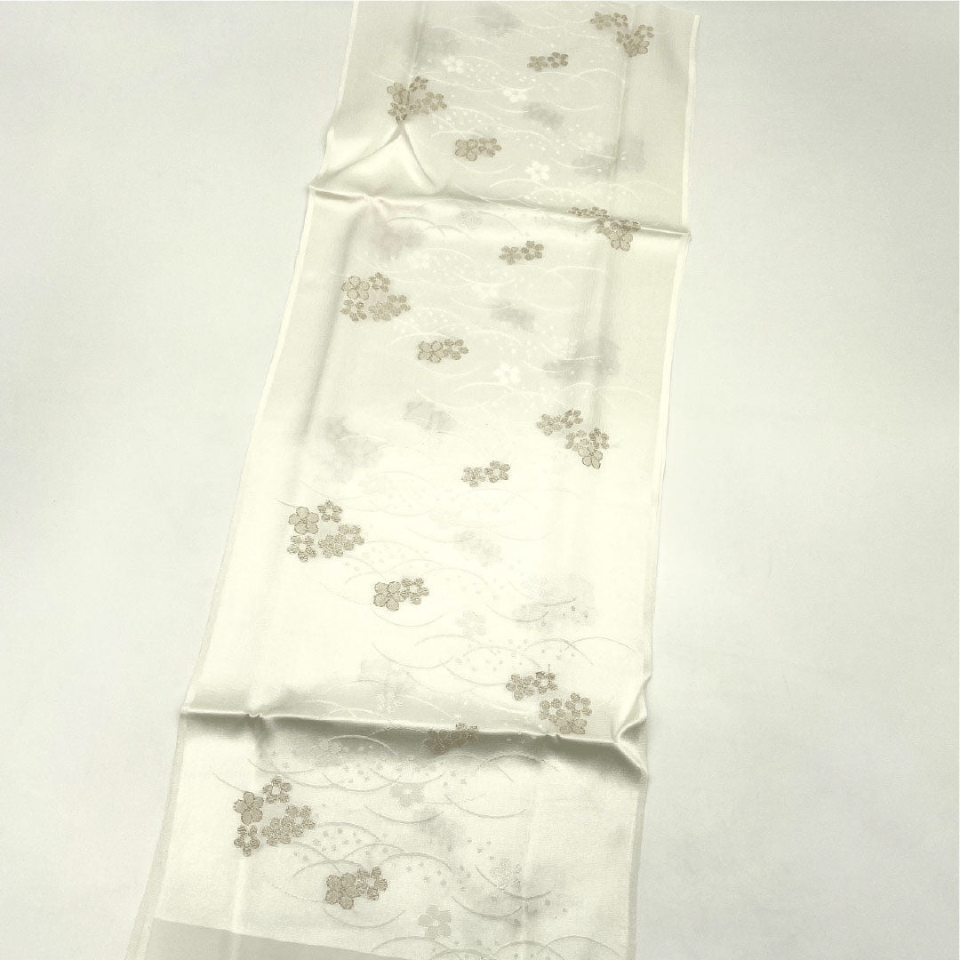 New Old Stock Obijime and Obiage Set, Pure Silk, NEW Rank, Milky White, for Tomesode, Plum and Shibakusa, Length approx. 160cm, Width approx. 1.7cm, Formal, White Color, 1141000381311