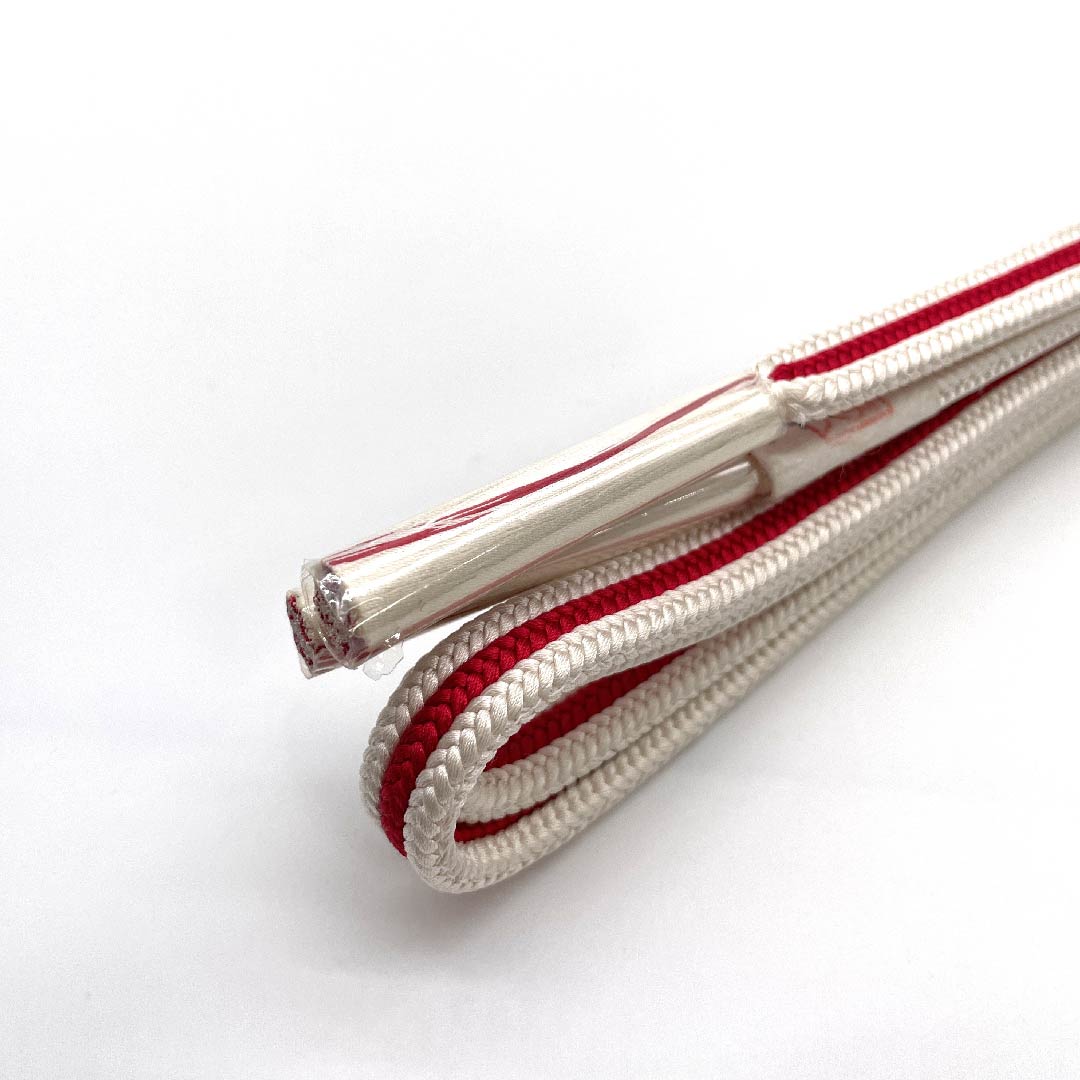 (New old stock) Silk obi-jime, quarter-length string, chalk color, Kyoto braided string, new old stock, length approx. 168cm, width approx. 1cm, casual, S rank, white, 1135001452911