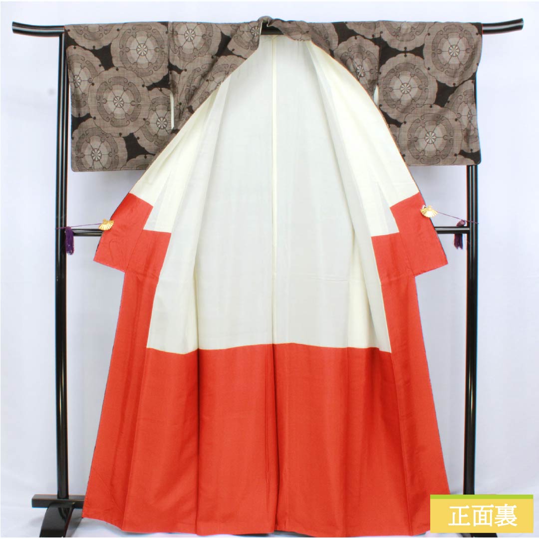 Genuine Oshima Tsumugi Silk, Grade A, Length 166cm, Sleeve Length 68cm, Chestnut Color, Single-Sided, 9-Mark, Lined, Brown, Product Number: 1116004183514