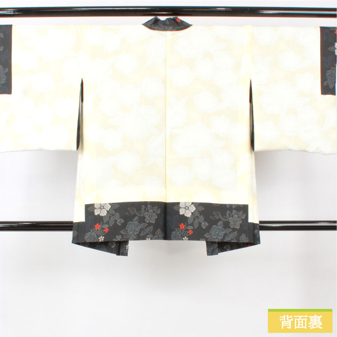 Haori, pure silk, length 83cm, sleeve length 65.5cm, Murayama Oshima, floral pattern, basting thread included, unused, S rank, lined, black, 1117001142910