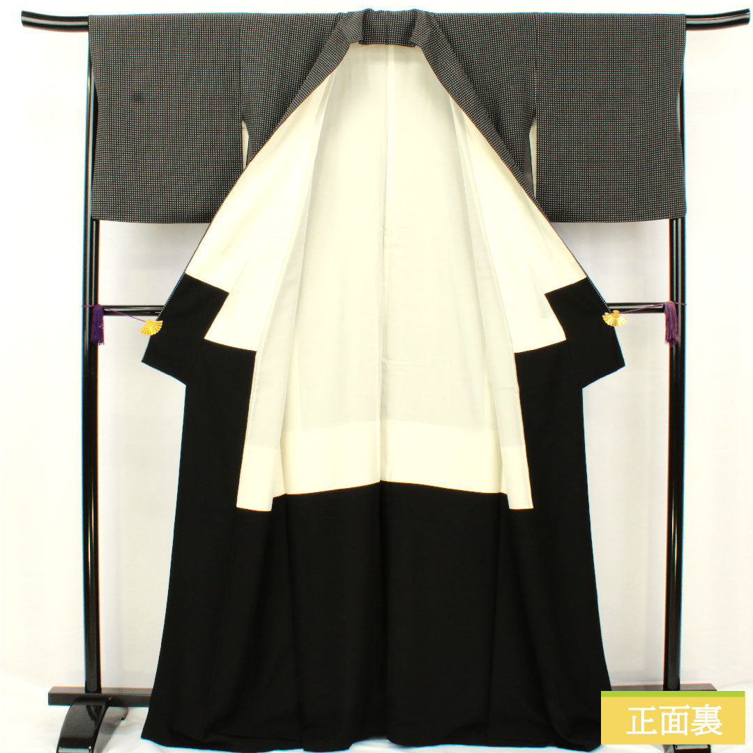 Komon, pure silk, length 165.5cm, sleeve length 66cm, lined, geometric pattern, A rank, black, 1115004713510