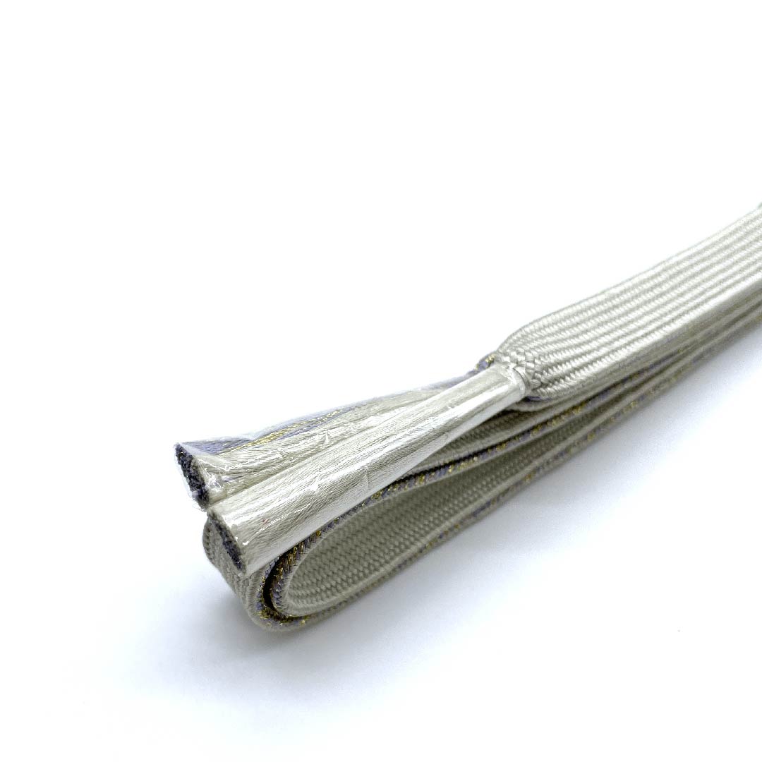 (New old stock) Silk obijime (sash fastener) - quarter string - sulfur color - metallic thread used - new old stock - length approx. 156cm, width approx. 1.5cm - semi-formal - S rank - gray 1135001622922