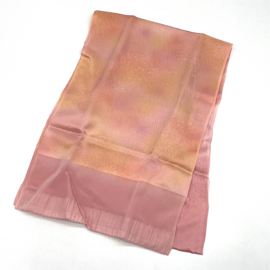 (新古品) 帯締め・帯揚げセット 正絹 NEWランク 紅鶸色(べにひわいろ) 浅紅色(あさべにいろ) ぼかし 長さ約164cm 幅約1.6cm カジュアル ピンク系 1141000231313