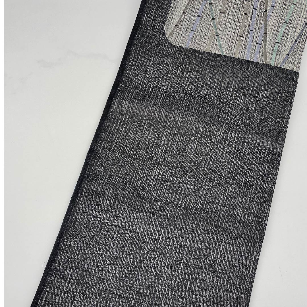Fukuro Obi, Summer Obi, Black, Bamboo, Dragonfly, Summer, Obi Length 440cm, Pure Silk, A Rank, Pointed Pattern, Casual, Black, 1123007723310