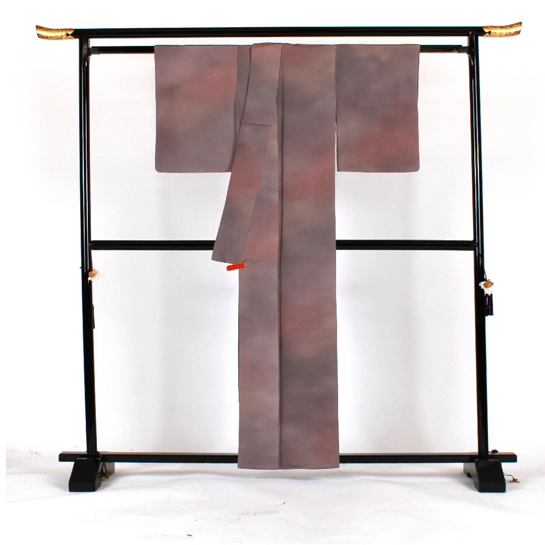 色無地 斉藤三才 ボカシ 身丈160cm 裄丈62cm 袷 正絹 Aランク 紫系 1114000423420