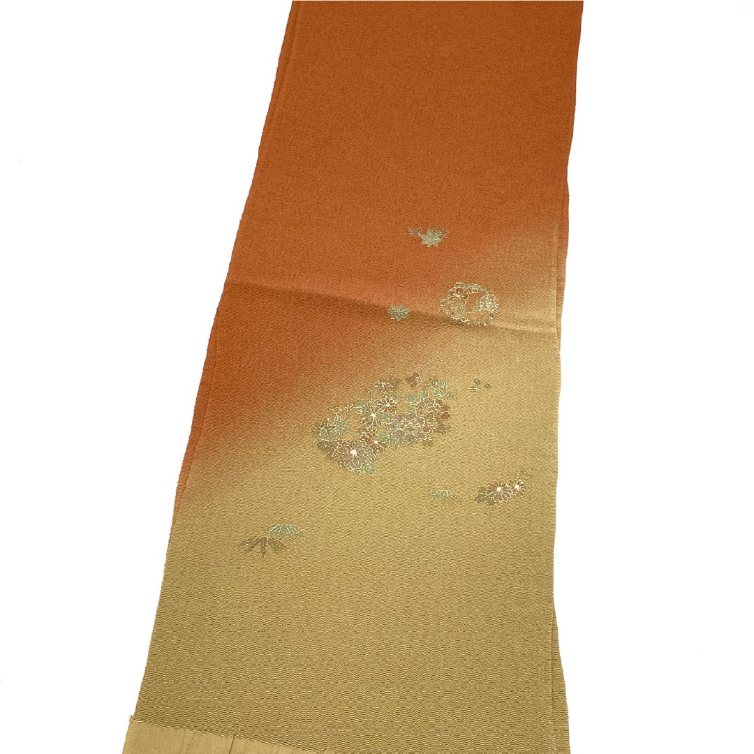帯揚げ 正絹 Sランク セミフォーマル 樺色(かばいろ) 楊梅色(やまももいろ) 古典柄 ちりめん地 長さ約166cm 幅約29cm 茶系 1136001872914