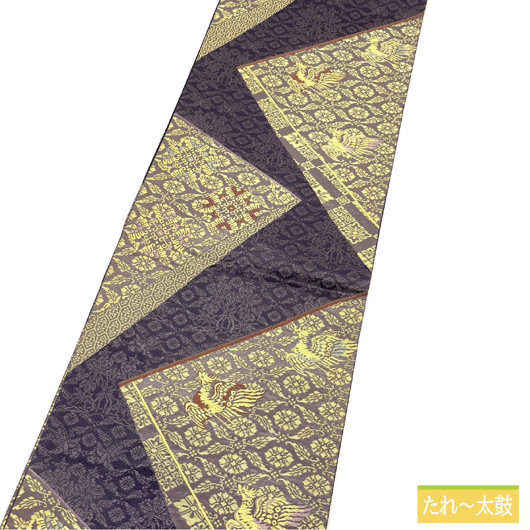Fukuro Obi (sash), pure silk, S-rank, Kageyama Orimono, Nishijin-ori, Hakuya Seibei, Colorful Tenmoku, World of Shimotori Shinobi, 442cm long, six-pass, formal, purple, 1123016662320