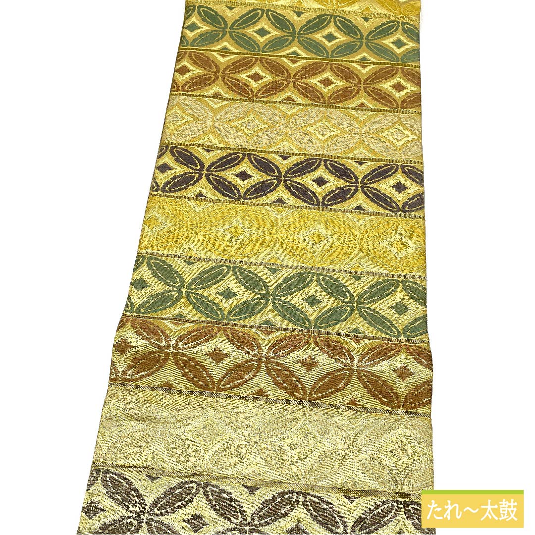 Fukuro Obi, pure silk, gold, Shippo Tsunagi, obi length 447cm, S rank, six-way, semi-formal, gold, 1123011432321
