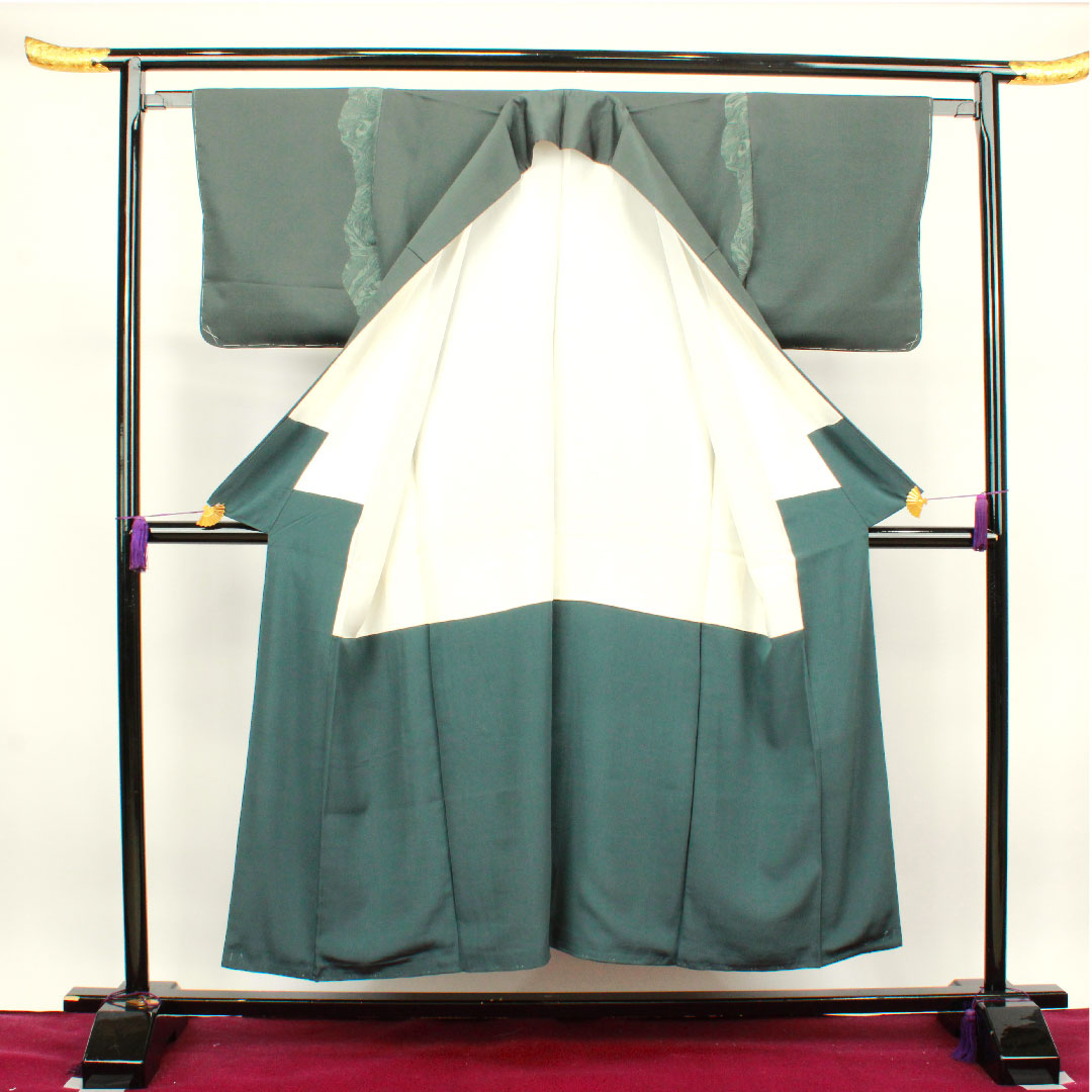 訪問着 袷 身丈151cm 裄丈61.5cm 鉄鼠色 流水 正絹 Aランク グレー系 1112002553222