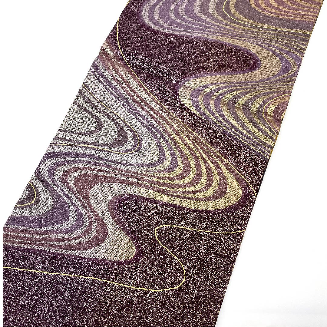 Fukuro Obi Futari Shizukairo (Futari Shizukairo) Reversible Flowing Water Scales Length 446cm Pure Silk S Rank Full Length Formal Purple 1123006662320