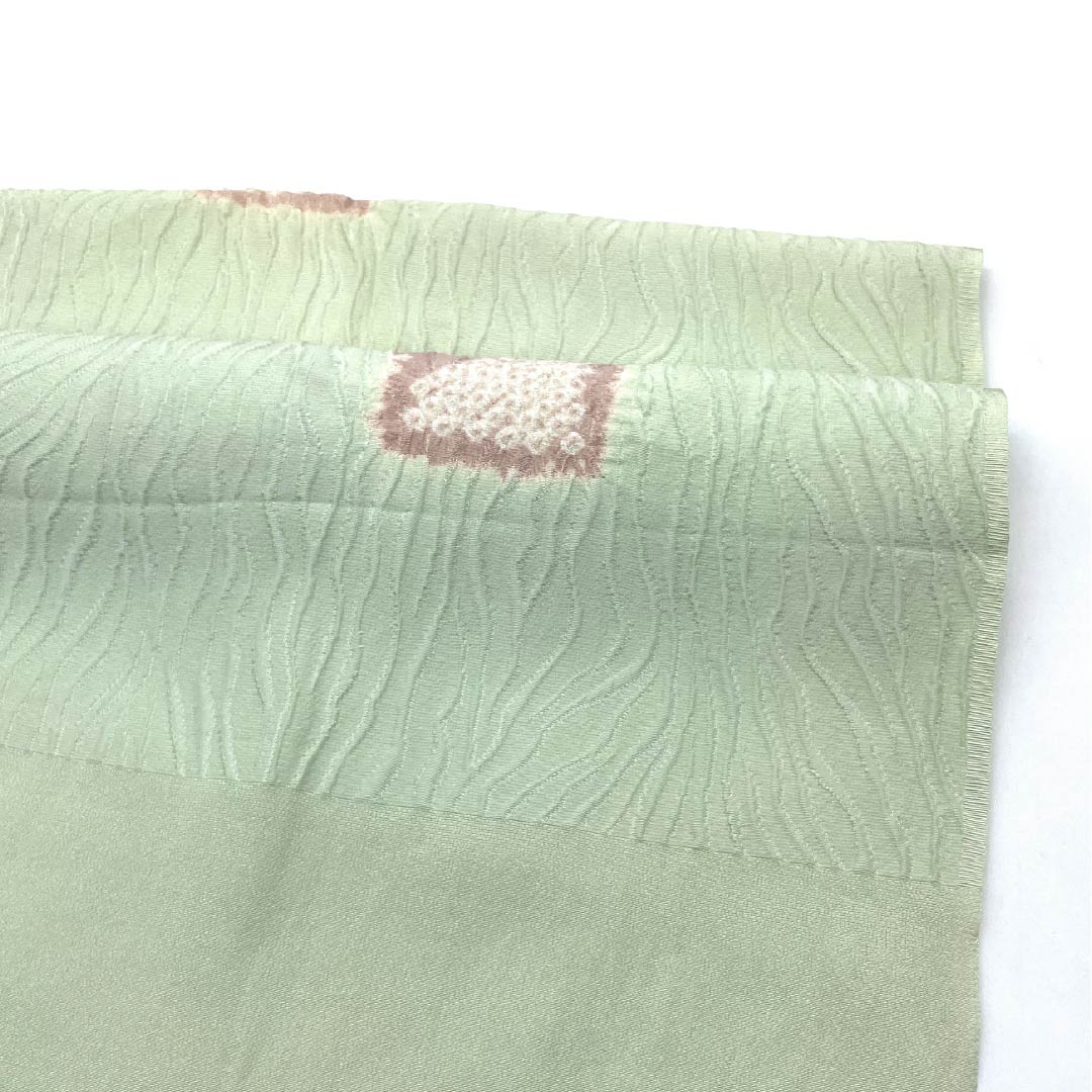 Obiage Silk S-rank Semi-formal Longquan Celadon Glaze Color Partial Shibori Abstract Pattern Length approx. 157cm Width approx. 30cm Green 1136004562919