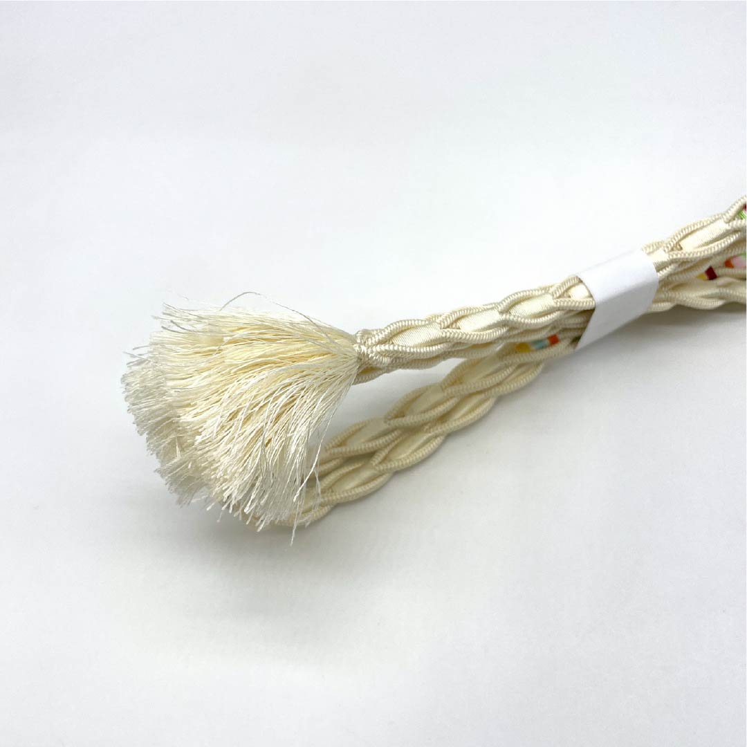 Obijime Silk A Rank - Creamy White - Summer - Length approx. 153cm, Width approx. 1cm - Casual - Cream color - 1135006263315