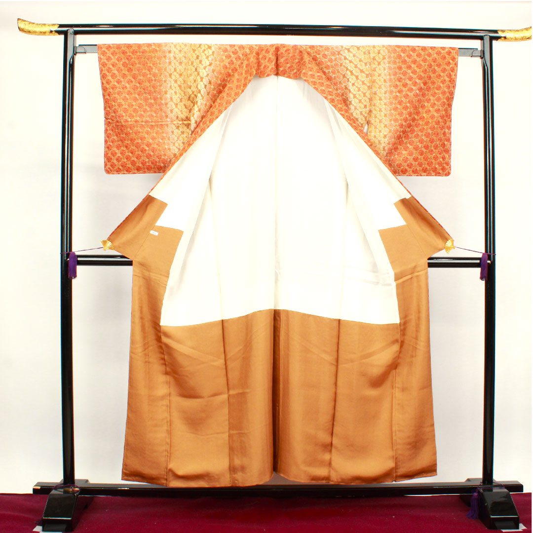 小紋 身丈154.5cm 裄丈61.5cm 袷 絞り 抽象模様 正絹 Sランク グラデ 1115003252299