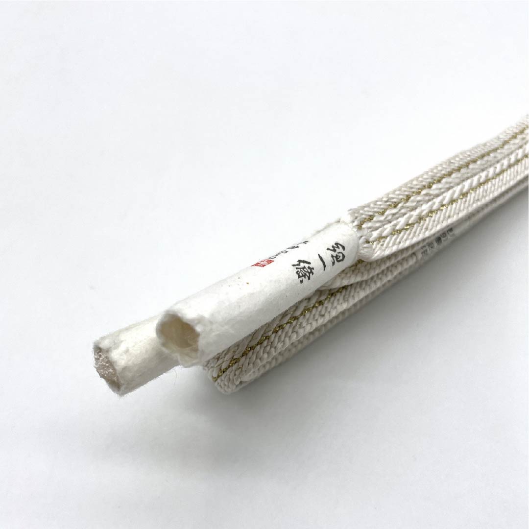 (新品)帯締め 正絹 NEWランク 胡粉色(ごふんいろ) 平田組紐 留袖用 古典柄 長さ約155cm 幅約1.5cm フォーマル 白系 1135004981311